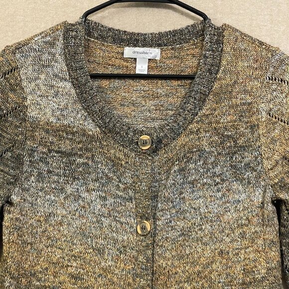 Dressbarn Sweater Women's Small Browns Cardigan Long Sleeve - Picture 2 of 12